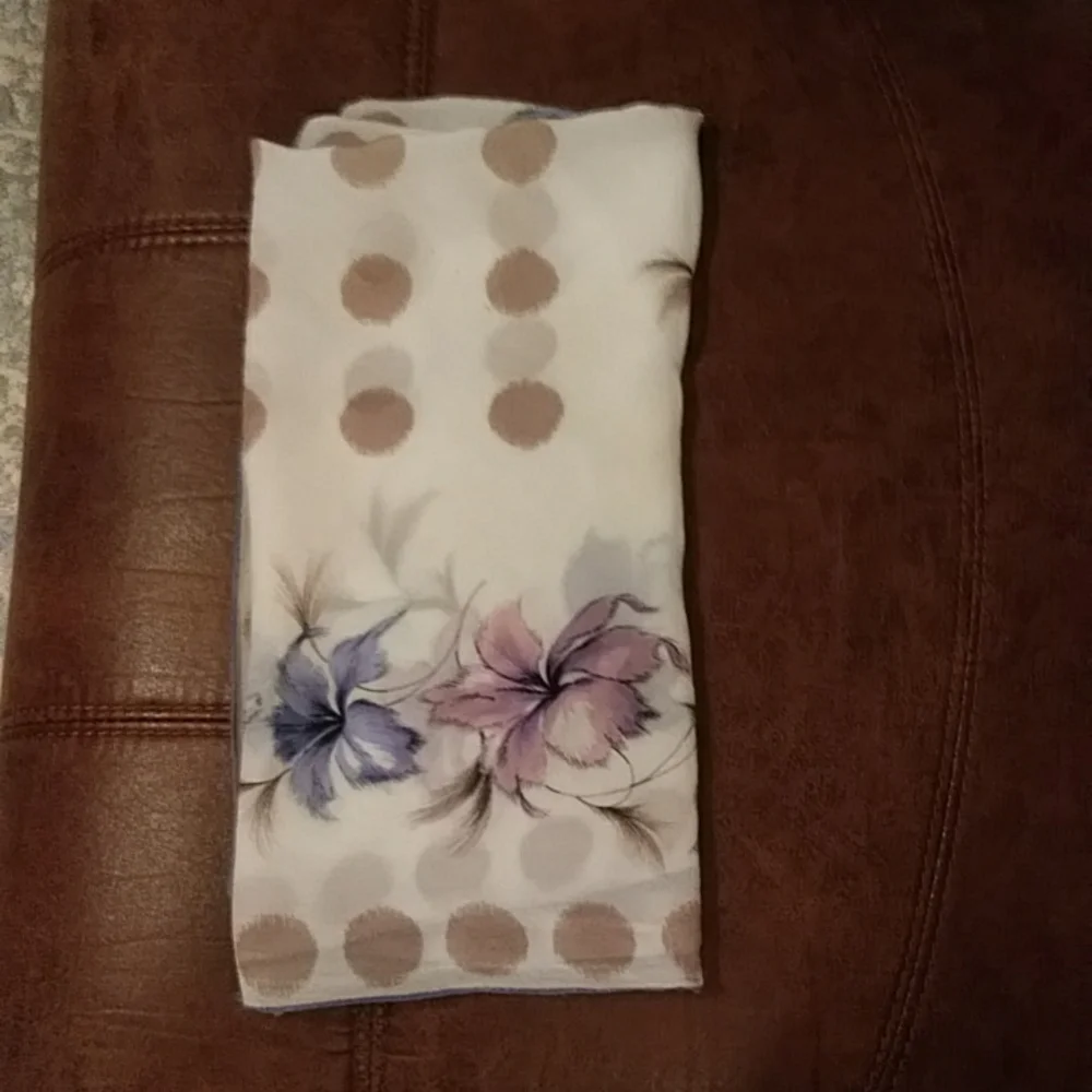 Vintage Floral Dotted Vibrant Scarf Beige Mauve Purple